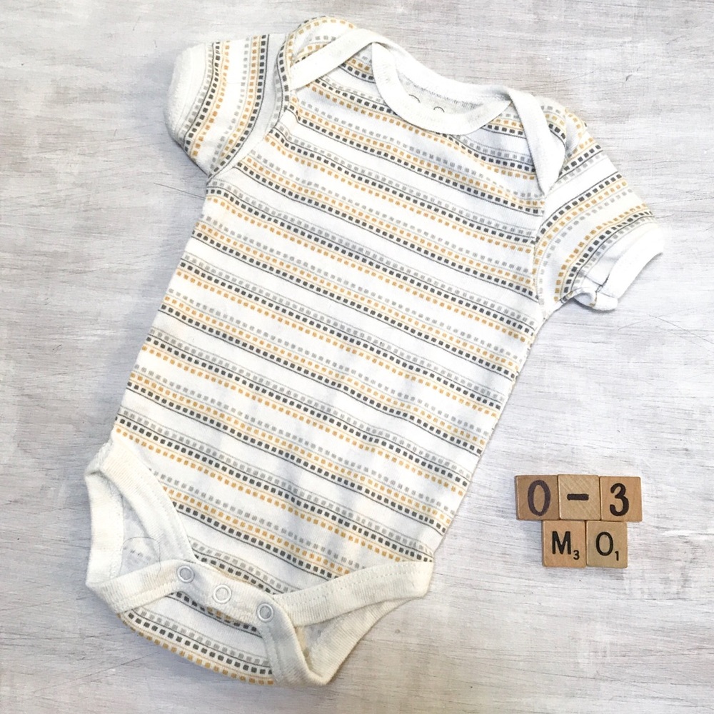 Geometric Stripe Onesie | 0-3 Mo Short Sleeved